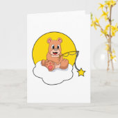 Beer die vist met hengel op wolk kaart (Gele Bloem)
