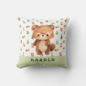 Beer Dieren Patroon Bos Kinderkamer Kussen (Voorkant)