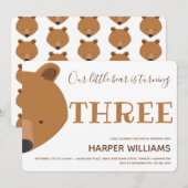 Beer Dierlijke Kinderen 3e verjaardag Kaart (Voorkant / Achterkant)