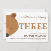 Beer Dierlijke Kinderen 3e verjaardag Kaart (Voorkant)