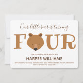 Beer Dierlijke Kinderen Vierde verjaardag Kaart (Voorkant)