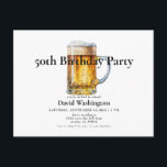 Beer Draft Man 50th Birthday Party Briefkaart<br><div class="desc">Bier Draft. Zwarte tekst. Uitnodiging. 50e uitnodiging van de Birthday-partij.</div>