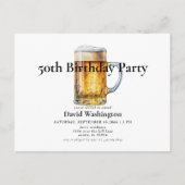 Beer Draft Man 50th Birthday Party Briefkaart (Voorkant)