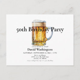 Beer Draft Man 50th Birthday Party Briefkaart