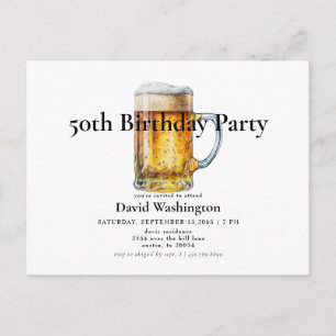 Beer Draft Man 50th Birthday Party Briefkaart