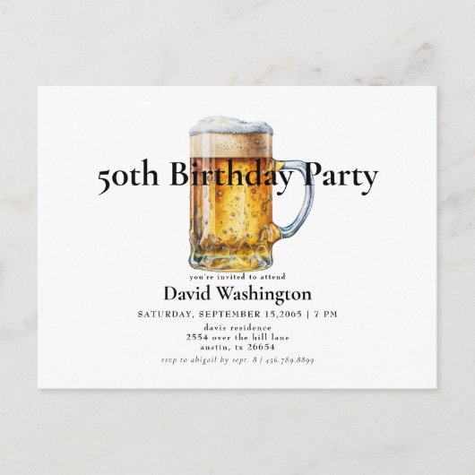 Beer Draft Man 50th Birthday Party Briefkaart (Voorkant)