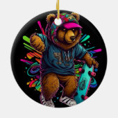 beer-dragende-hoodie-holding-skateboard keramisch ornament (Achterkant)