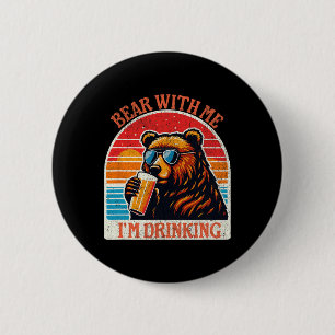 Beer Drink Bier Outdoor Grappig Grizzly Wandelen Ronde Button 5,7 Cm