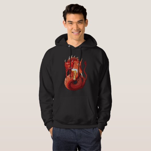 Beer Drink Dragon Mannen Hoodie (Voorkant volledig)