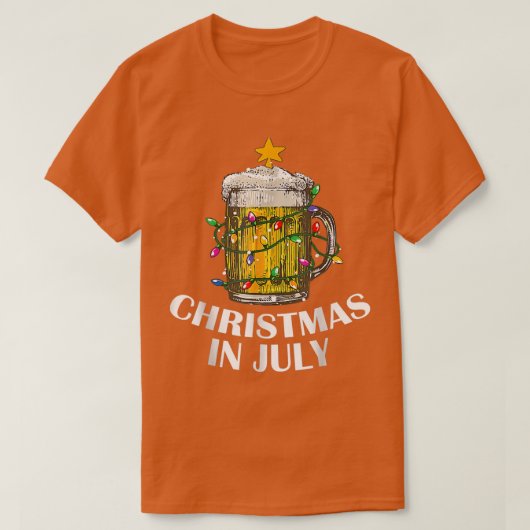 Beer Drink Funny Xmas Tree Lights Summer Christma T-shirt (Design voorkant)