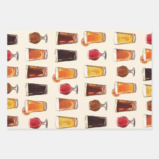 Beer Drink Pattern Mannen Inpakpapier Vel (Voorkant 2)