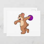 Beer drinkende beer met bowlingbal briefkaart (Voorkant / Achterkant)