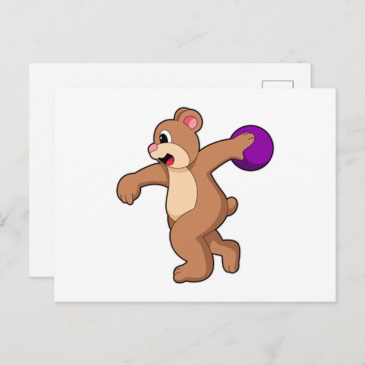 Beer drinkende beer met bowlingbal briefkaart (Voorkant / Achterkant)