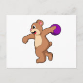 Beer drinkende beer met bowlingbal briefkaart (Voorkant)