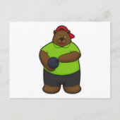 Beer drinkende beer met bowlingbal briefkaart (Voorkant)