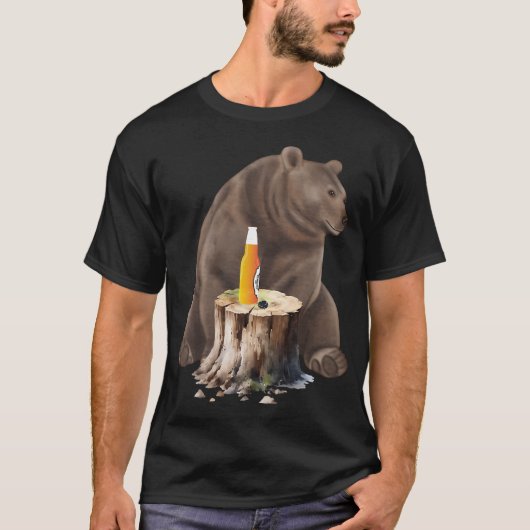 Beer drinkende beer t-shirt (Voorkant)