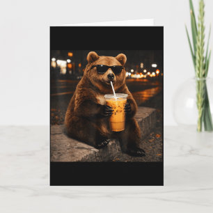 Beer drinkende ijsgekoelde koffie Funny dier meme Kaart