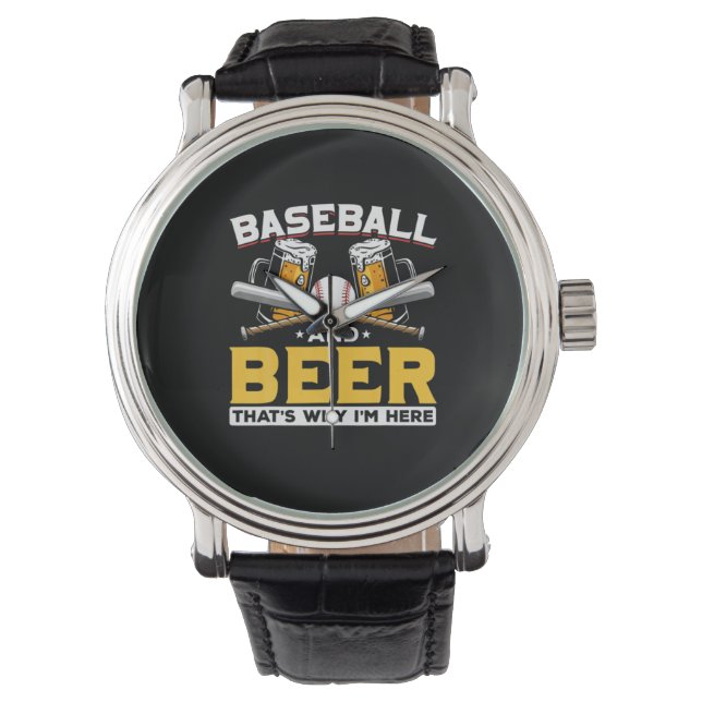 Beer Drinker Baseball Beer Humor Birthday Horloge (Voorkant)