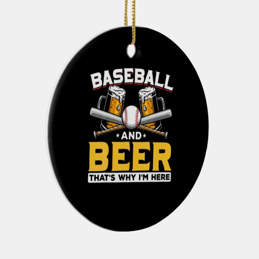 Beer Drinker Baseball Beer Humor Birthday Keramisch Ornament (Rechts)
