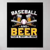 Beer Drinker Baseball Beer Humor Birthday Poster (Voorkant)