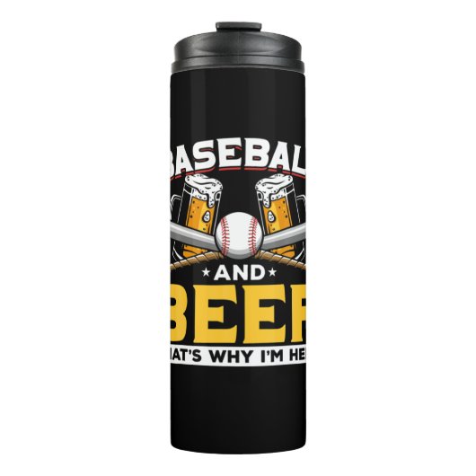 Beer Drinker Baseball Beer Humor Birthday Thermosbeker (Voorkant)