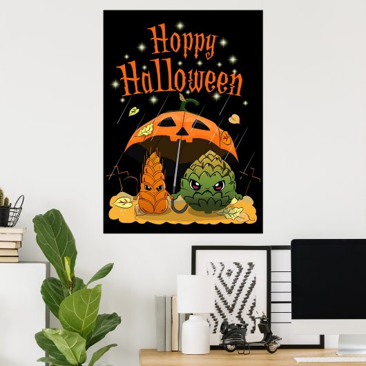 Beer Drinker Beer Happy Halloween Poster (Thuiskantoor)