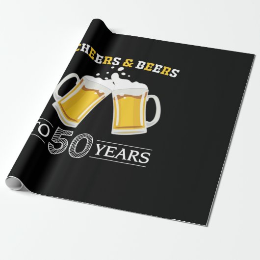 Beer Drinker Cheers and Beers to 50 Years Birthday Cadeaupapier (Uitgerold)