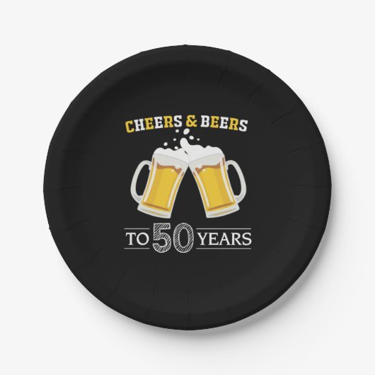 Beer Drinker Cheers and Beers to 50 Years Birthday Papieren Bordje (Voorkant)
