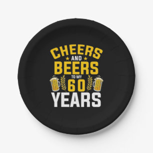 Beer Drinker Cheers And Beers To My 60 Years Birth Papieren Bordje