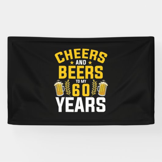 Beer Drinker Cheers And Beers To My 60 Years Birth Spandoek (Horizontaal)