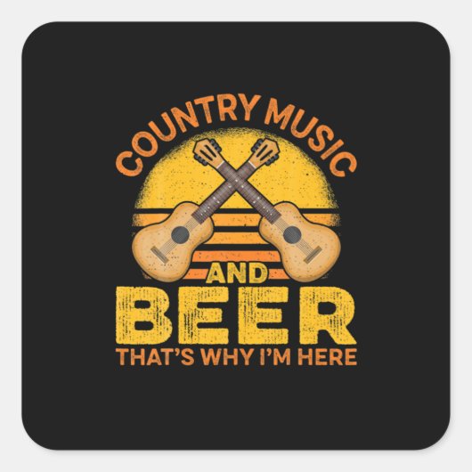 Beer Drinker Country Music And Beer Birthday Vierkante Sticker (Voorkant)