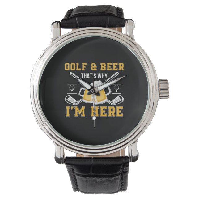 Beer Drinker Golf And Beer Birthday Horloge (Voorkant)
