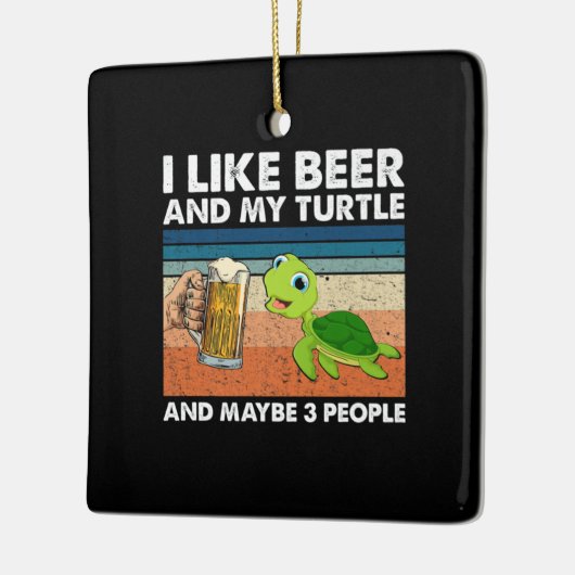 Beer Drinker I Like Beer And My Turtle Birthday Keramisch Ornament (Links)