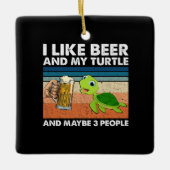 Beer Drinker I Like Beer And My Turtle Birthday Keramisch Ornament (Voorkant)