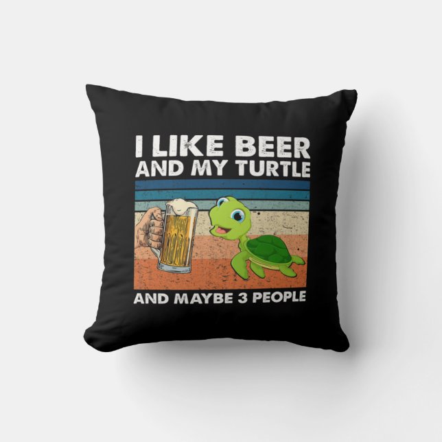 Beer Drinker I Like Beer And My Turtle Birthday Kussen (Voorkant)