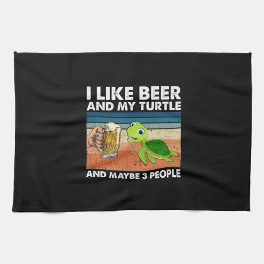 Beer Drinker I Like Beer And My Turtle Birthday Theedoek (Horizontaal)