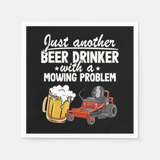 Beer Drinker With A Mowing Problem Lawn Mowing Gif Servet (Voorkant)
