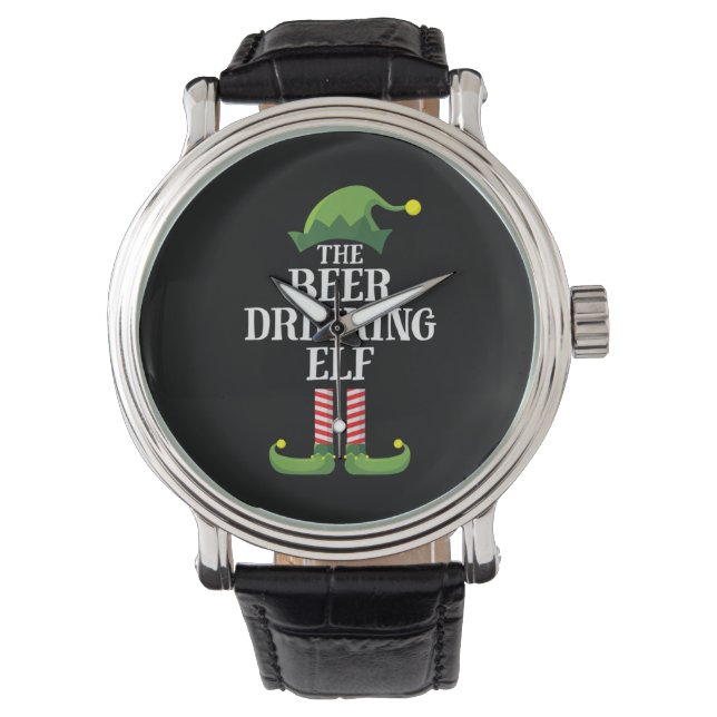 Beer Drinking Christmas Birthday Horloge (Voorkant)