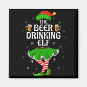 Beer Drinking Elf Christmas Family Girl Women Elf  Magneet (Voorkant)
