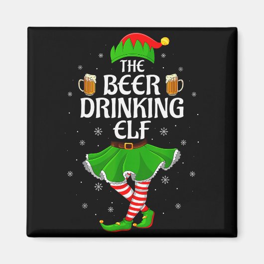 Beer Drinking Elf Christmas Family Girl Women Elf  Magneet (Voorkant)
