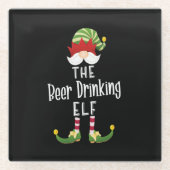Beer Drinking Elf Group Christmas Birthday Glazen Onderzetter (Voorkant)