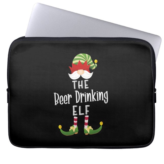 Beer Drinking Elf Group Christmas Birthday Laptop Sleeve (Voorkant)
