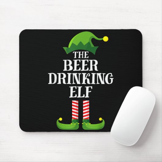 Beer Drinking Elf Matching Family Group Christmas Muismat (Met muis)