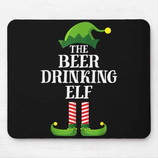 Beer Drinking Elf Matching Family Group Christmas  Muismat (Voorkant)