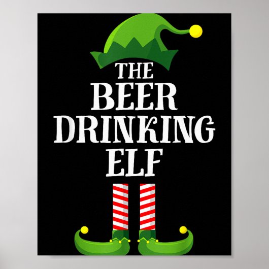 Beer Drinking Elf Matching Family Group Christmas Poster (Voorkant)