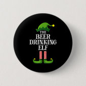 Beer Drinking Elf Matching Family Group Christmas Ronde Button 5,7 Cm (Voorkant)