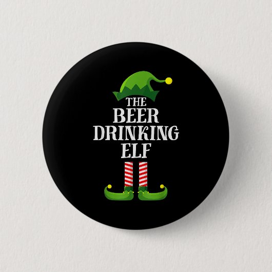 Beer Drinking Elf Matching Family Group Christmas Ronde Button 5,7 Cm (Voorkant)