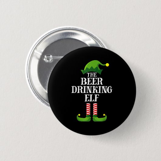 Beer Drinking Elf Matching Family Group Christmas Ronde Button 5,7 Cm (Voorkant /achterkant)