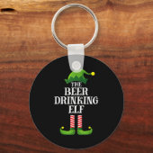 Beer Drinking Elf Matching Family Group Christmas Sleutelhanger (Voorkant)