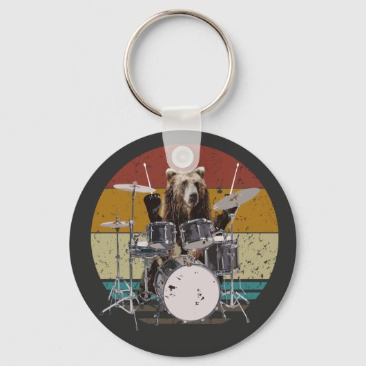 Beer Drummer die Drums Basis Button Sleutelhanger (Voorkant)